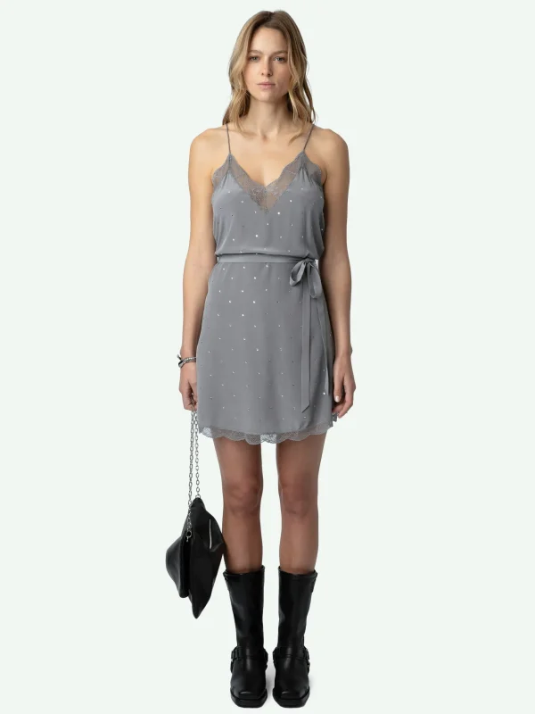 Zadig&Voltaire Ristyz Diamante Silk Dress Iron Fashion