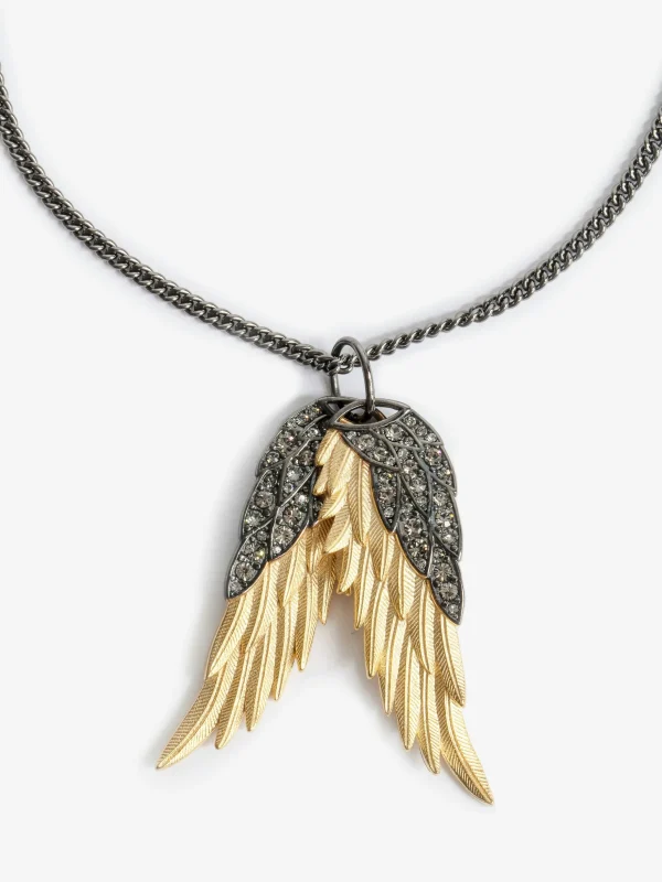 Zadig&Voltaire Rock Feather Pendant Necklace Old gold Best Sale