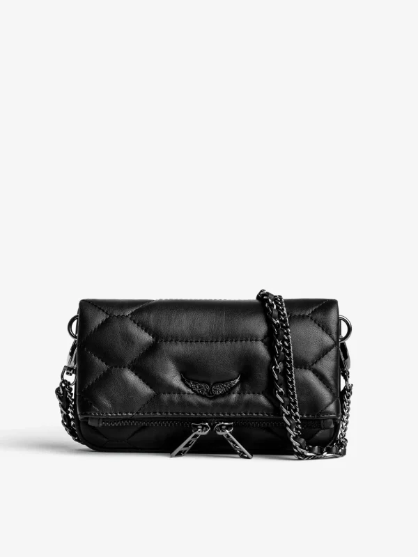 Zadig&Voltaire Rock Nano Quilted Leather Clutch Black Clearance
