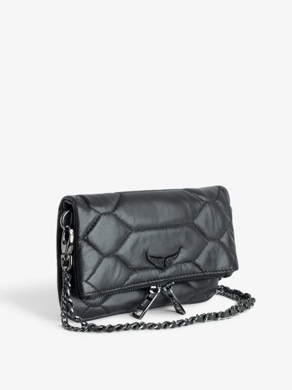 Zadig&Voltaire Rock Nano Quilted Leather Clutch Black Clearance