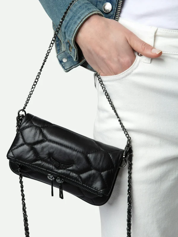 Zadig&Voltaire Rock Nano Quilted Leather Clutch Black Clearance