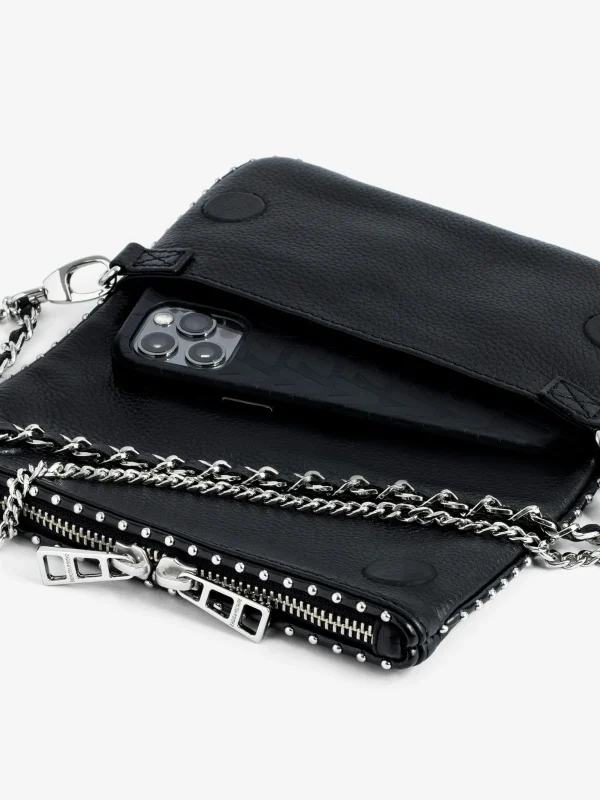 Zadig&Voltaire Rock Nano Studs Clutch Black New