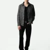 Zadig&Voltaire Serge Crinkled Leather Shirt Elephant Best Sale