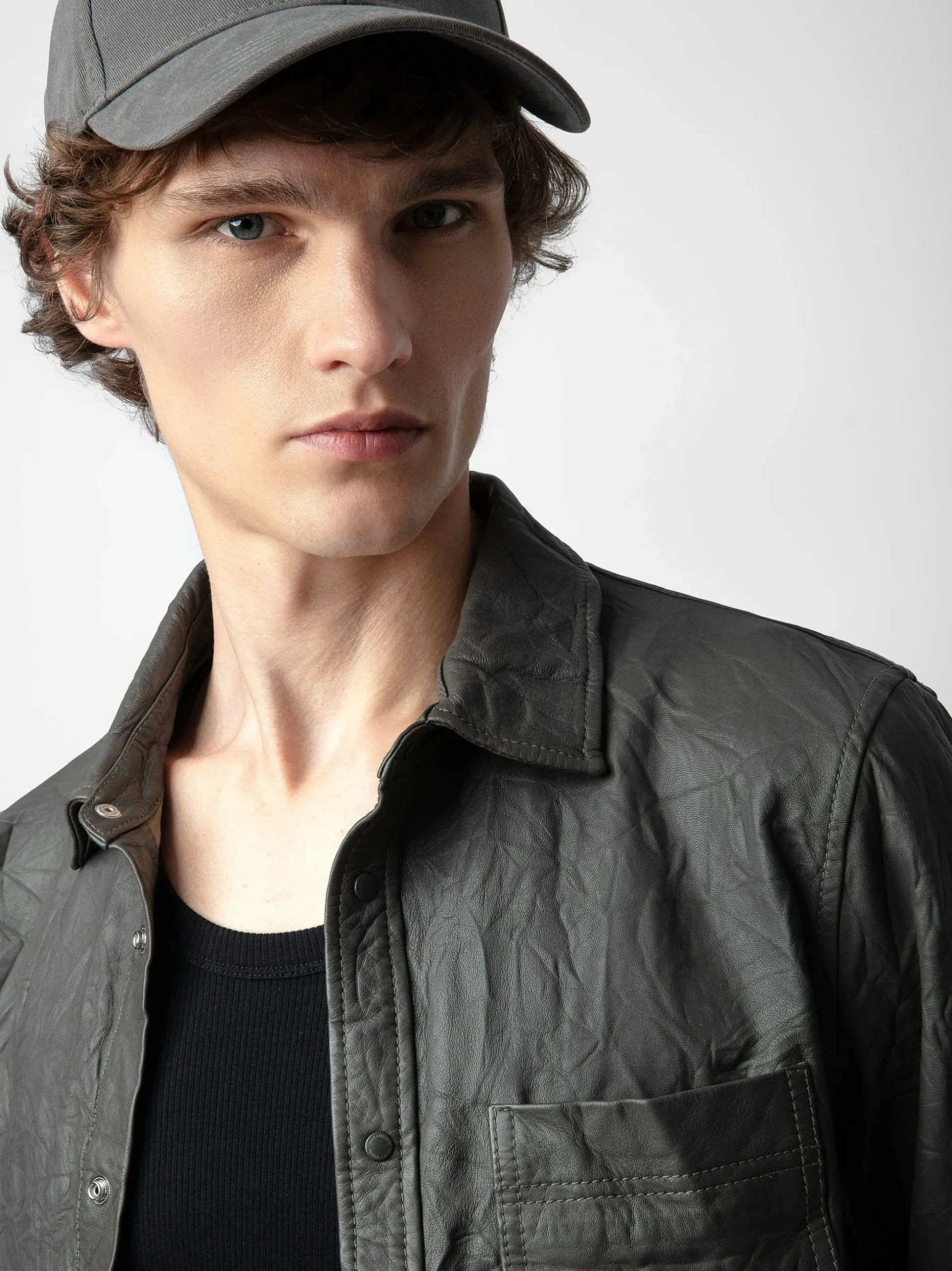 serge_crinkled_leather_shirt_2.webp Zadig&Voltaire Serge Crinkled Leather Shirt Elephant Best Sale