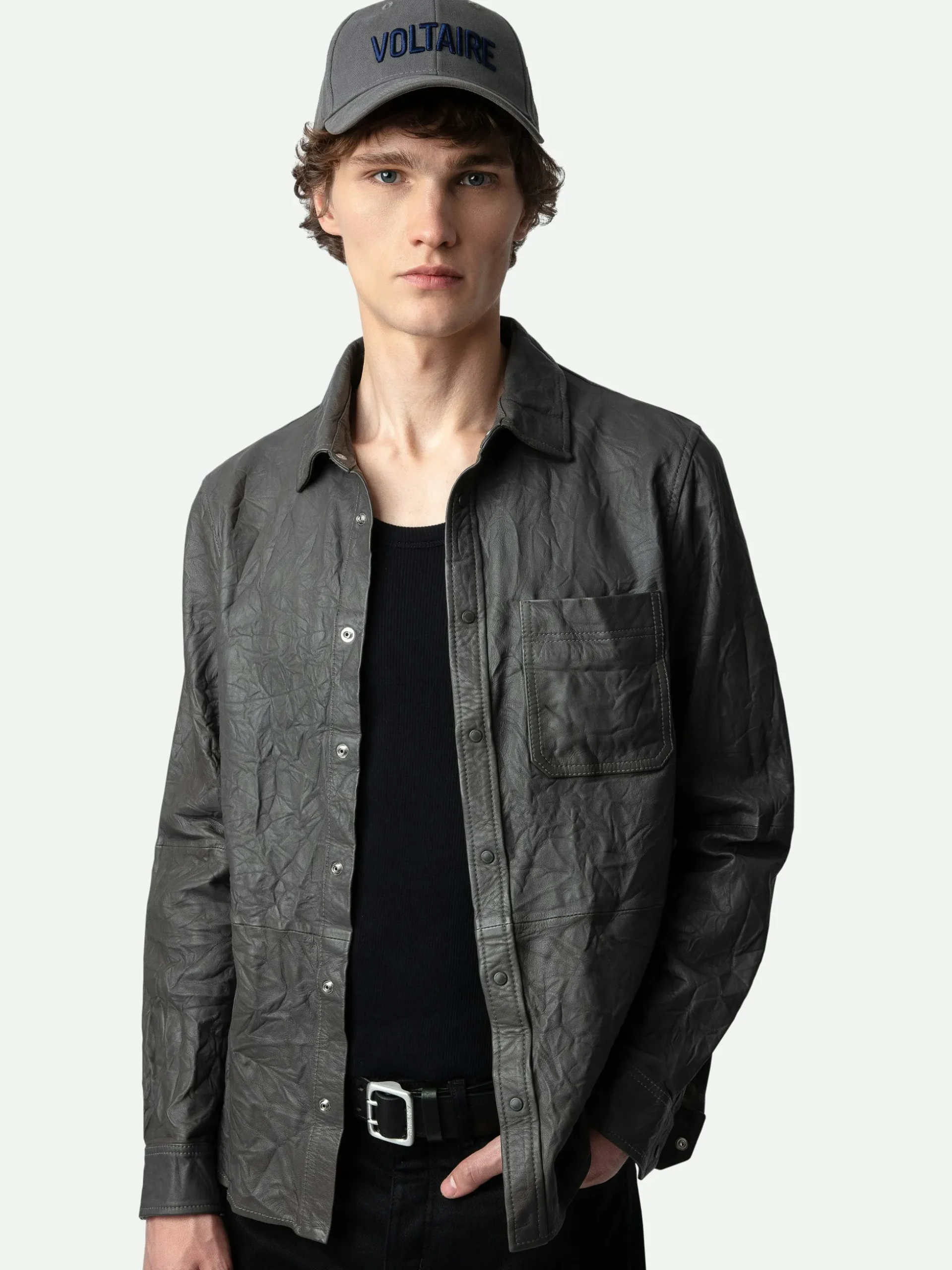 serge_crinkled_leather_shirt_4.webp Zadig&Voltaire Serge Crinkled Leather Shirt Elephant Best Sale