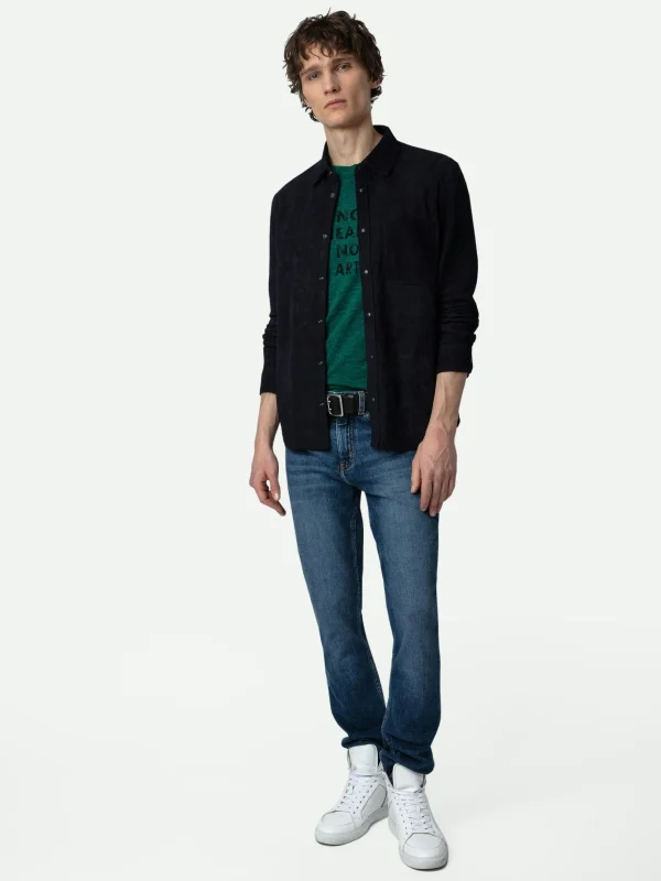 Zadig&Voltaire Serge Suede Shirt Encre Sale
