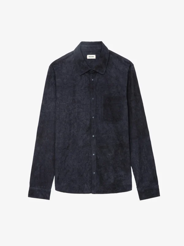 Zadig&Voltaire Serge Suede Shirt Encre Sale