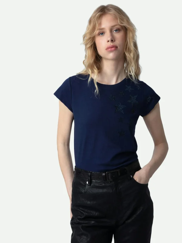 Zadig&Voltaire Skinny Stars Diamanté T-Shirt Marine New