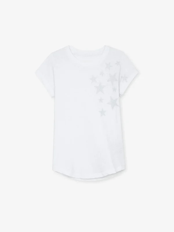 Zadig&Voltaire Skinny Stars Diamanté T-Shirt White Clearance