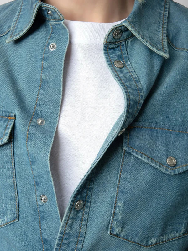 Zadig&Voltaire Stan Denim Shirt Ciel stone Cheap