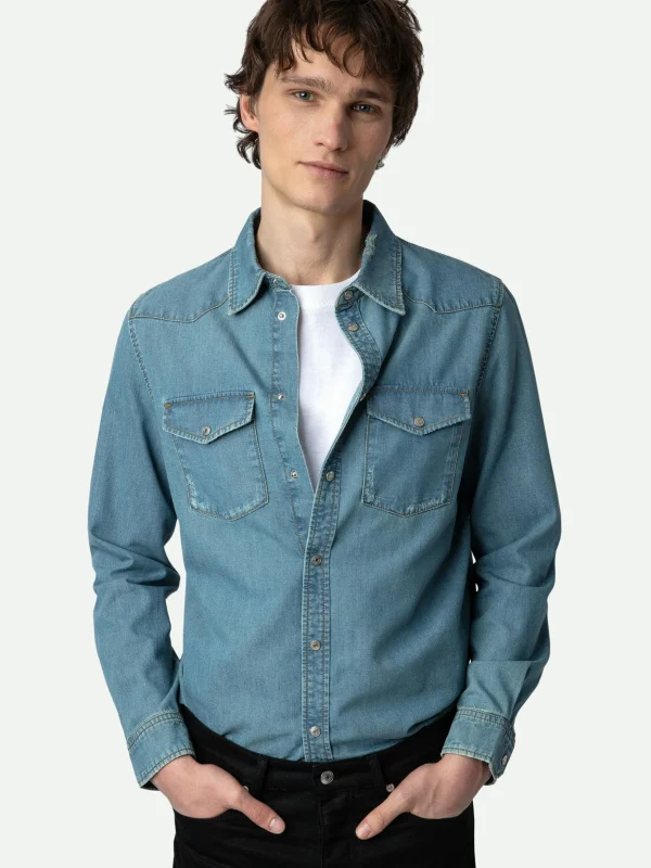 Zadig&Voltaire Stan Denim Shirt Ciel stone Cheap
