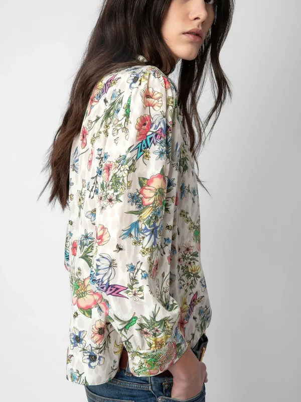 Zadig&Voltaire Tadeo Diamanté Silk Blouse Vanille Flash Sale