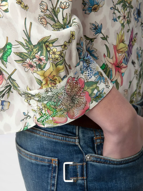 Zadig&Voltaire Tadeo Diamanté Silk Blouse Vanille Flash Sale
