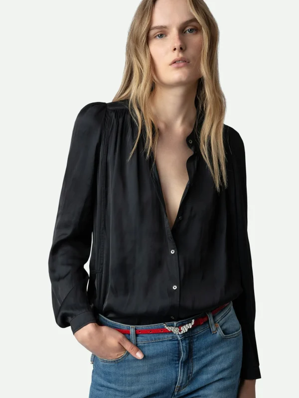 Zadig&Voltaire Tchin Satin Blouse Black Hot
