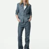 Zadig&Voltaire Thelma Crinkled Leather Shirt Light blue Clearance