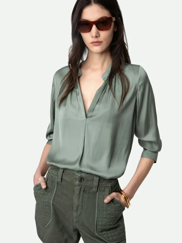 Zadig&Voltaire Tink Satin Blouse Treillis Cheap