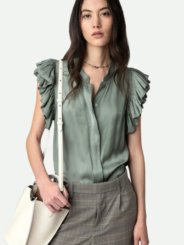 Zadig&Voltaire Tiza Satin Top Treillis Outlet