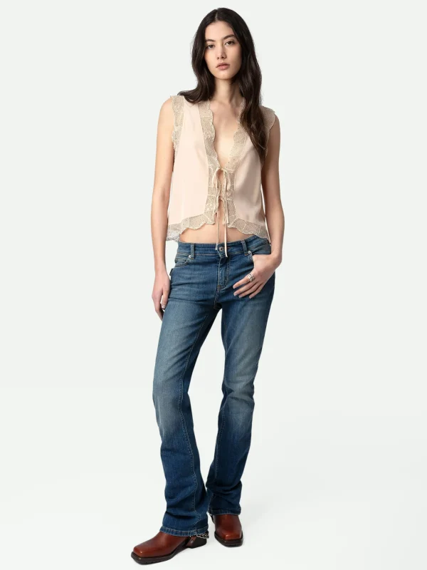 Zadig&Voltaire Topzy Diamanté Silk Top Sorbet Store