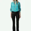 Zadig&Voltaire Tuile Silk Blouse Aqua Cheap