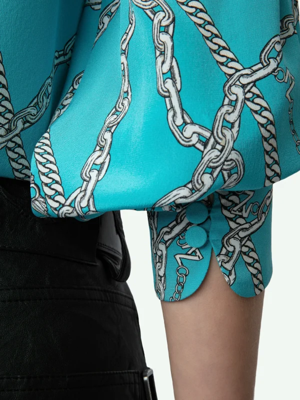 Zadig&Voltaire Tuile Silk Blouse Aqua Cheap