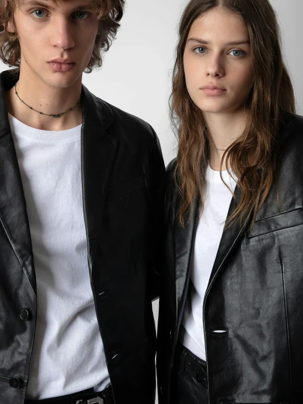 Zadig&Voltaire Valfried Leather Blazer Black Sale