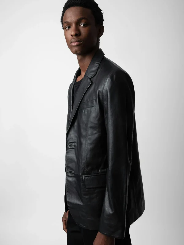 Zadig&Voltaire Valfried Leather Blazer Black Sale