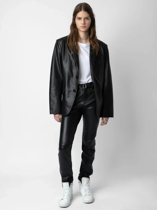 Zadig&Voltaire Valfried Leather Blazer Black Sale