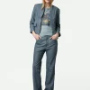Zadig&Voltaire Verys Crinkled Leather Blazer Light blue Best