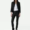 Zadig&Voltaire Verys Crinkled Leather Blazer Black Fashion