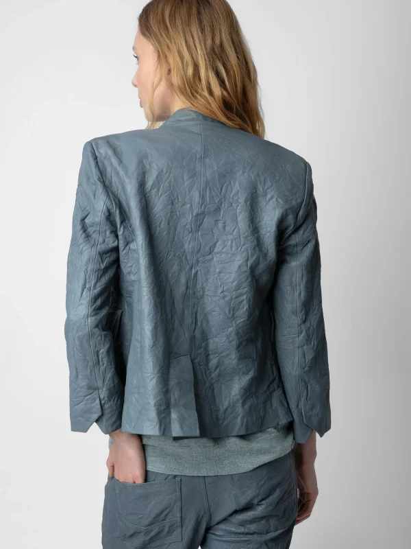 Zadig&Voltaire Verys Crinkled Leather Blazer Light blue Best