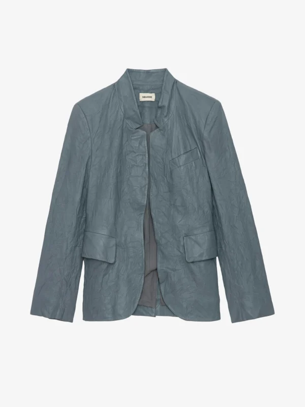 Zadig&Voltaire Verys Crinkled Leather Blazer Light blue Best