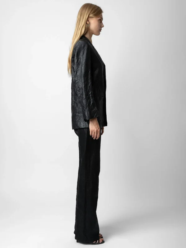 Zadig&Voltaire Visco Crinkled Leather Jacket Black Best