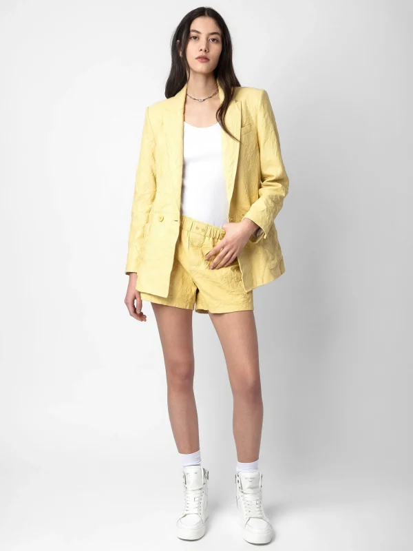Zadig&Voltaire Visko Crinkled Leather Blazer Shea Discount