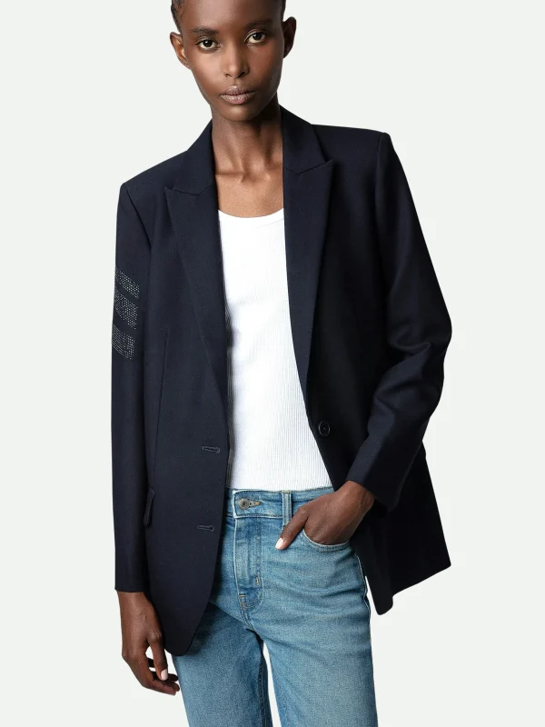 Zadig&Voltaire Viva Arrow Strass Blazer Ink New