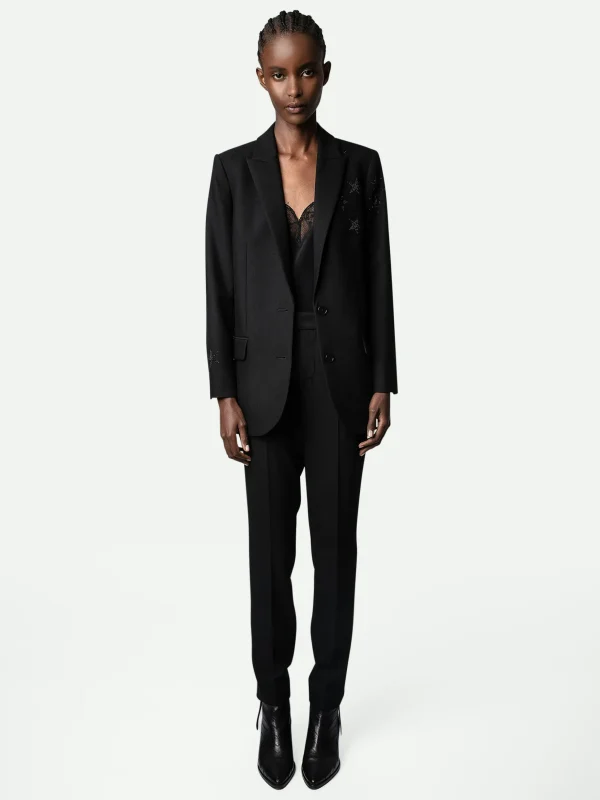 Zadig&Voltaire Viva Strass Star Blazer Black New