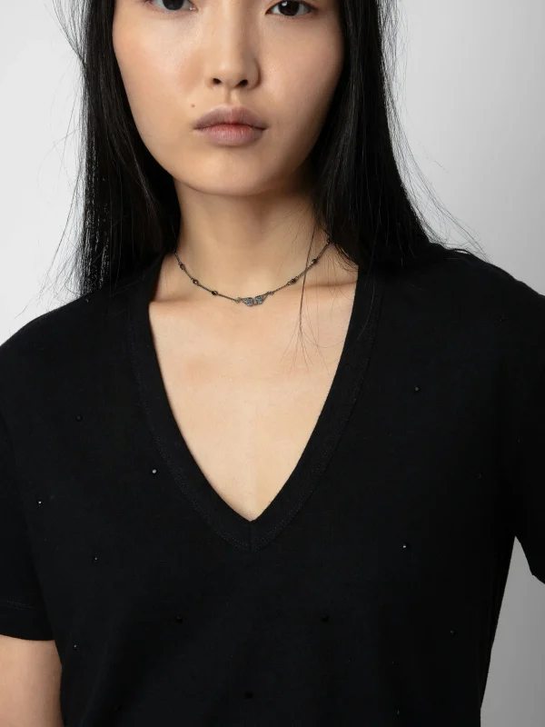 Zadig&Voltaire Wassa Diamanté T-shirt Black Clearance