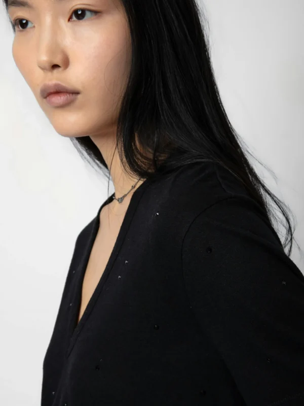 Zadig&Voltaire Wassa Diamanté T-shirt Black Clearance