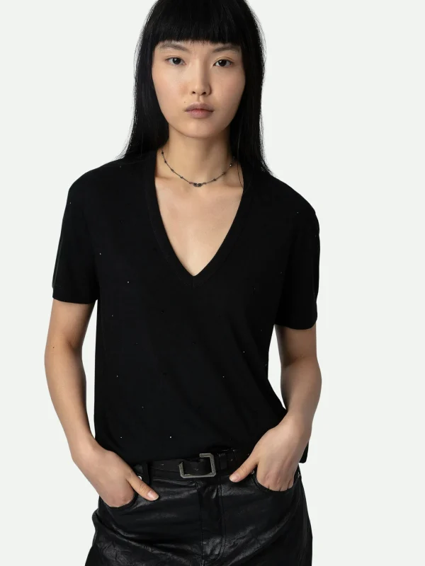 Zadig&Voltaire Wassa Diamanté T-shirt Black Clearance