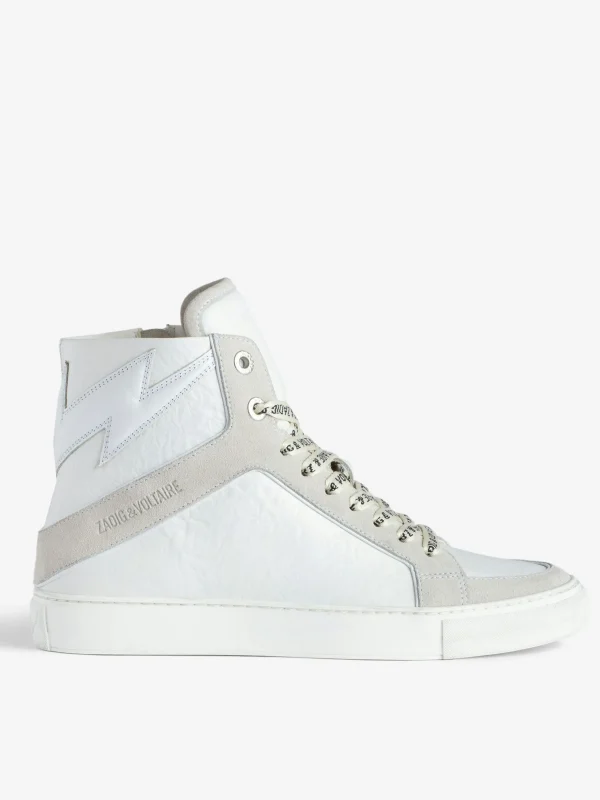Zadig&Voltaire ZV1747 High Flash High-Top Crinkled Sneakers White Shop