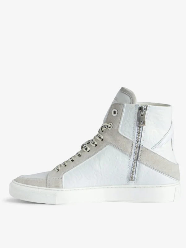 Zadig&Voltaire ZV1747 High Flash High-Top Crinkled Sneakers White Shop