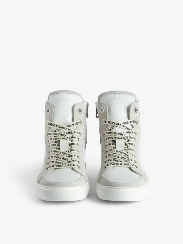 Zadig&Voltaire ZV1747 High Flash High-Top Crinkled Sneakers White Shop