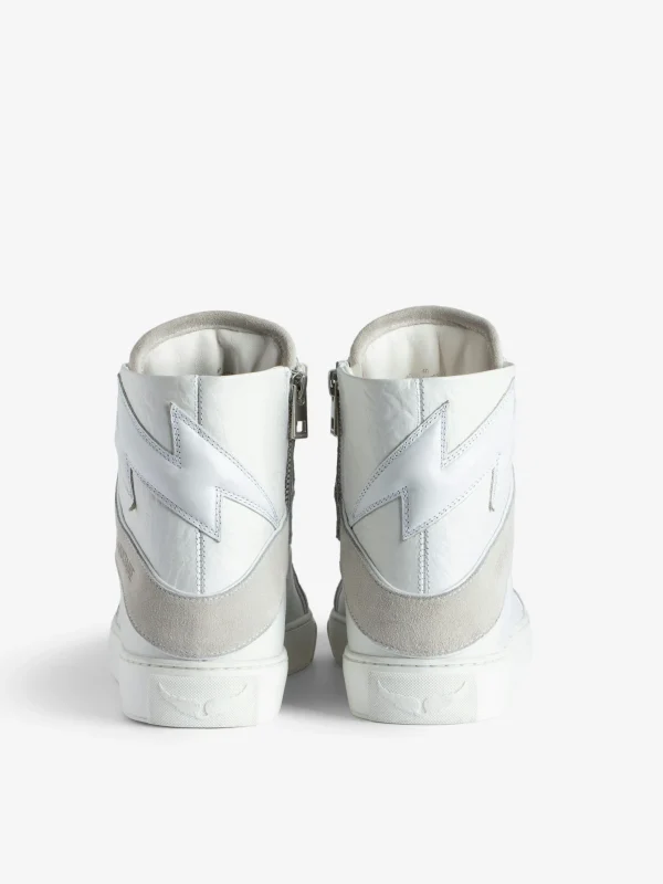Zadig&Voltaire ZV1747 High Flash High-Top Crinkled Sneakers White Shop